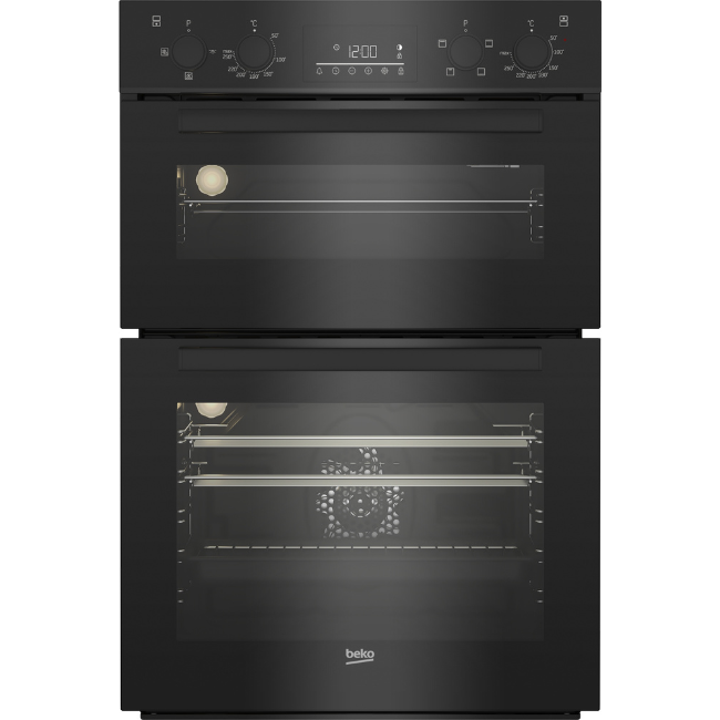 BEKO 90CM BUILT-IN DOUBLE OVEN BLACK BBDF22300B